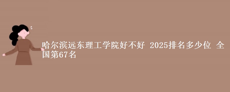哈尔滨远东理工学院全国排名多少位：全国第67名