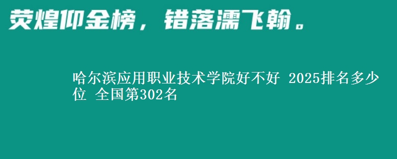 哈尔滨应用职业技术学院全国排名多少位：全国第302名