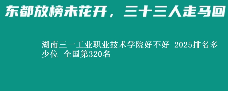 湖南三一工业职业技术学院全国排名多少位：全国第320名