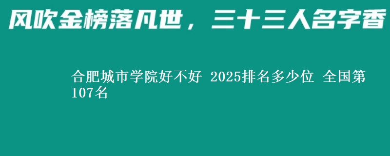 合肥城市学院全国排名多少位：全国第107名