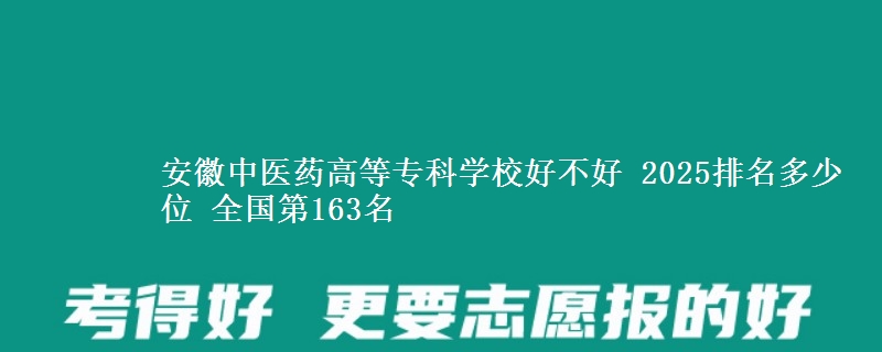 安徽中医药高等专科学校全国排名多少位：全国第163名