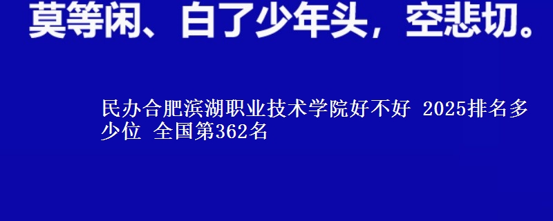 民办合肥滨湖职业技术学院全国排名多少位：全国第362名