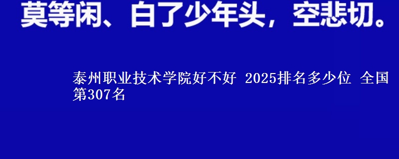 泰州职业技术学院全国排名多少位：全国第307名