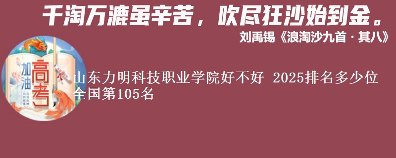 山东力明科技职业学院全国排名多少位：全国第105名