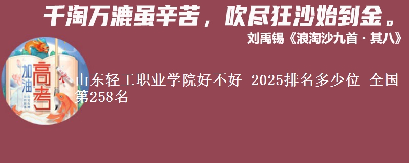 山东轻工职业学院全国排名多少位：全国第258名