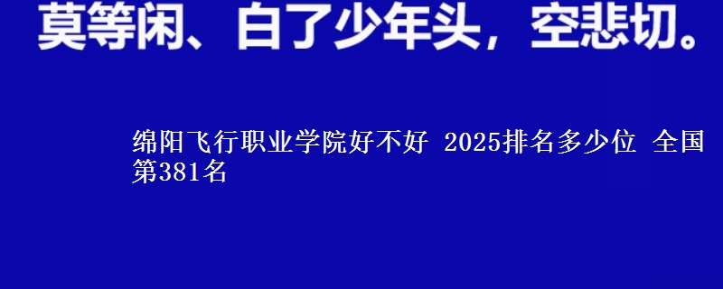 绵阳飞行职业学院全国排名多少位：全国第381名