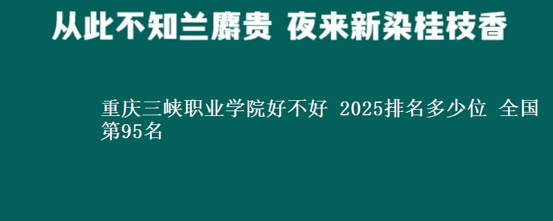 重庆三峡职业学院好不好 2025排名多少位 全国第95名