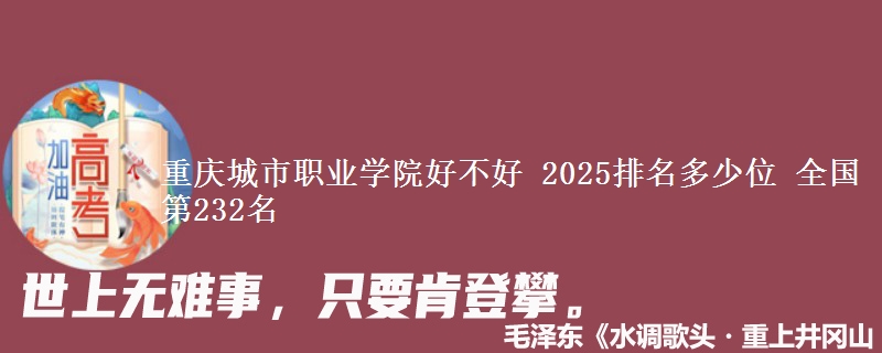 重庆城市职业学院好不好 2025排名多少位 全国第232名