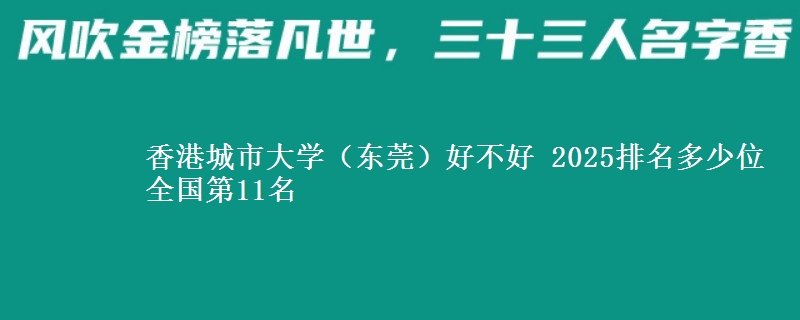 香港城市大学(东莞)好不好 2025排名多少位 全国第11名