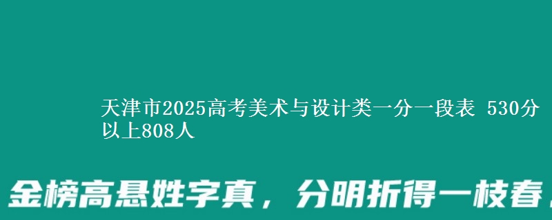 天津市2025年美术与设计类一分一段表 530分以上808人