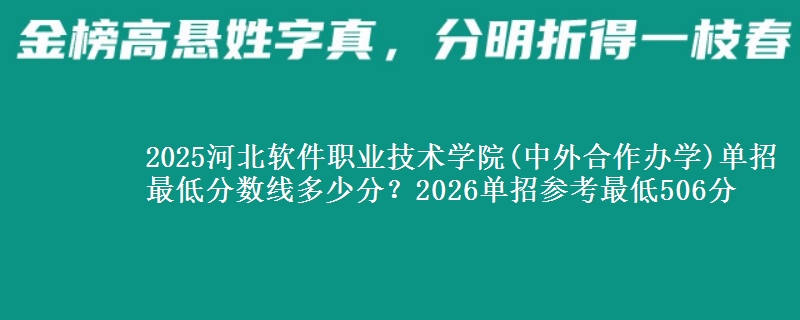 2025河北软件职业技术学院(中外合作办学)单招最低分数线多少分？2026单招参考最低506分