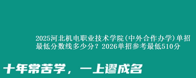 2025河北机电职业技术学院(中外合作办学)单招最低分数线多少分？2026单招参考最低510分