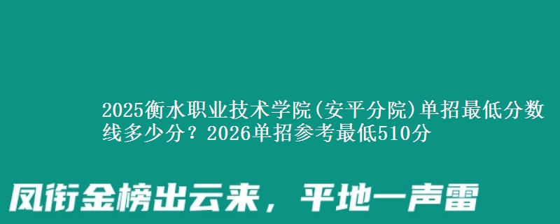 2025衡水职业技术学院(安平分院)单招最低分数线多少分？2026单招参考最低510分