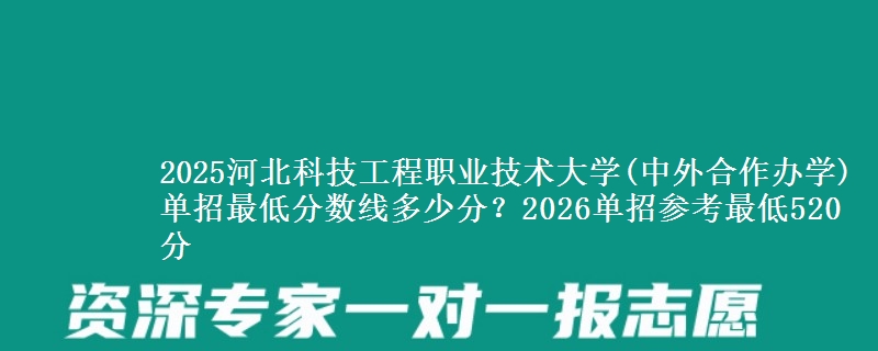 2025河北科技工程职业技术大学(中外合作办学)单招最低分数线多少分？2026单招参考最低520分