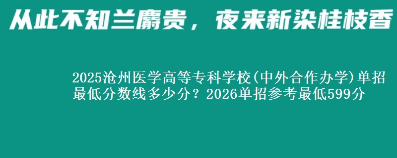 2025沧州医学高等专科学校(中外合作办学)单招最低分数线多少分？2026单招参考最低599分