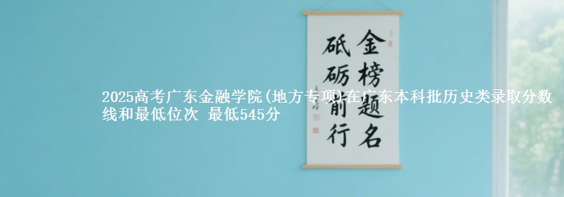 2025高考广东金融学院(地方专项)在广东本科批历史类录取分数线和最低位次 最低545分