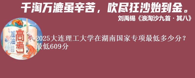 2025大连理工大学在湖南国家专项最低多少分？最低609分