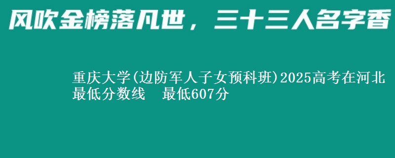 重庆大学(边防军人子女预科班)2025高考在河北最低分数线  最低607分