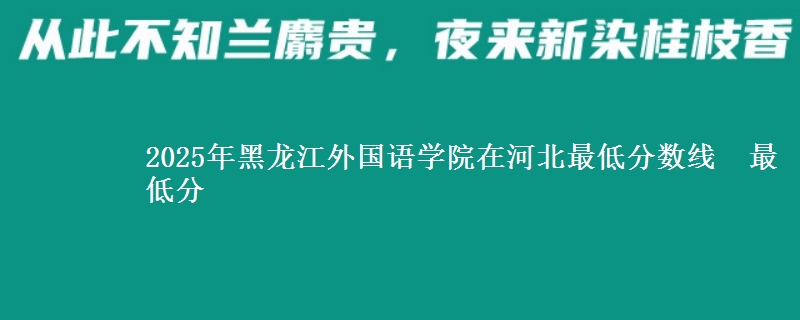 2025年黑龙江外国语学院在河北分数线：最低分