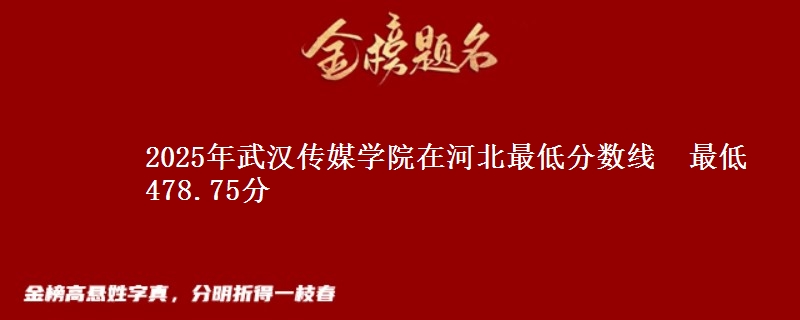 2025年武汉传媒学院在河北最低分数线  最低478.75分