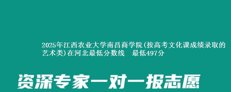 2025年江西农业大学南昌商学院(按高考文化课成绩录取的艺术类)在河北最低分数线  最低497分
