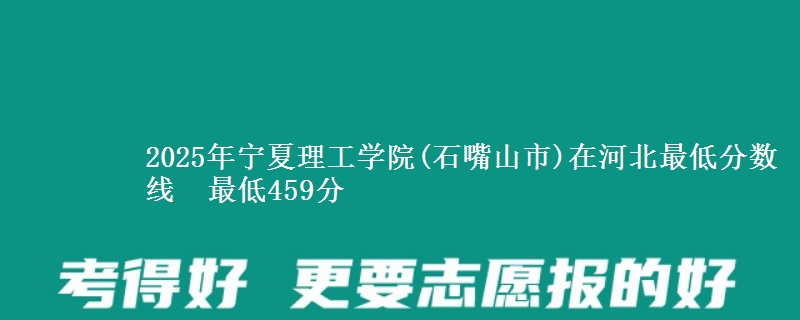 2025年宁夏理工学院(石嘴山市)在河北最低分数线  最低459分
