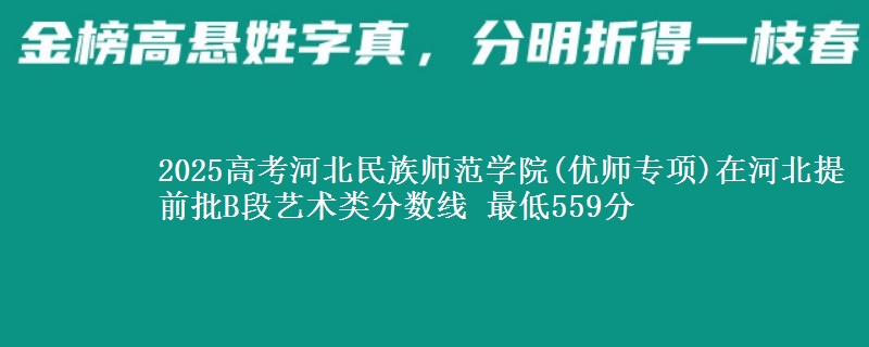 2025高考河北民族师范学院(优师专项)在河北提前批B段艺术类分数线 最低559分
