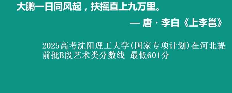 2025年沈阳理工大学(国家专项计划)在河北提前批B段艺术类分数线 最低601分
