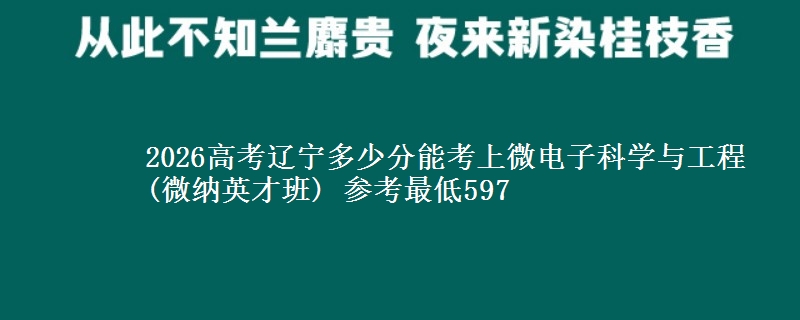 2026辽宁多少分能考上微电子科学与工程(微纳英才班) 参考最低597
