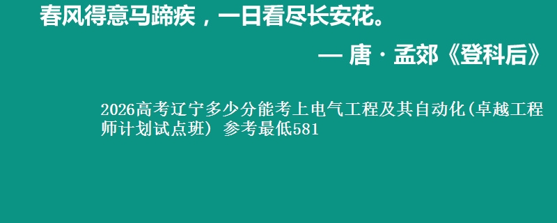 2026辽宁多少分能考上电气工程及其自动化(卓越工程师计划试点班) 参考最低581