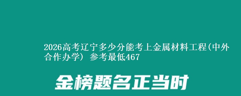 2026辽宁多少分能考上金属材料工程(中外合作办学) 参考最低467