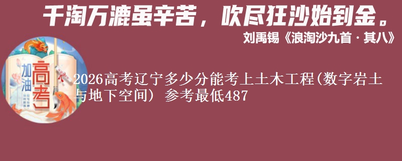 2026辽宁多少分能考上土木工程(数字岩土与地下空间) 参考最低487