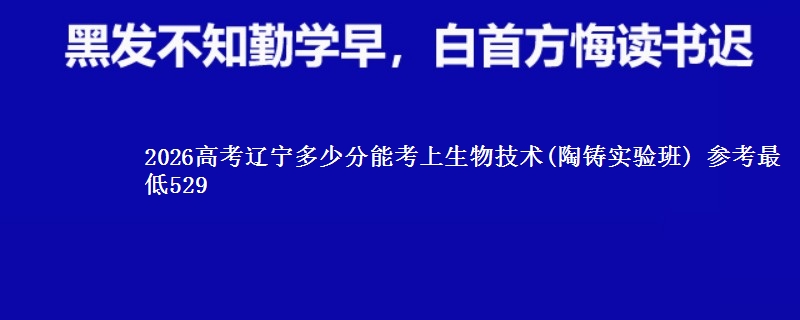 2026辽宁多少分能考上生物技术(陶铸实验班) 参考最低529