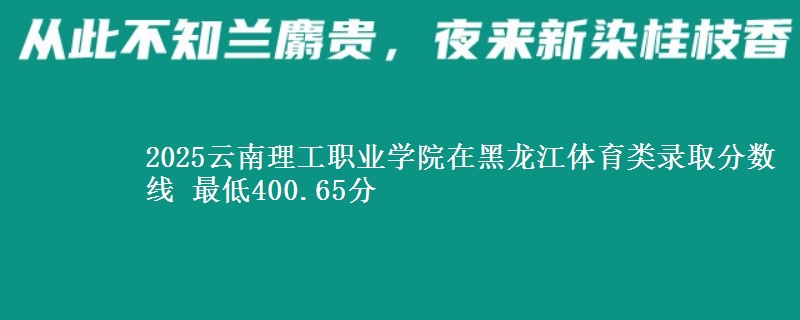 2025云南理工职业学院在黑龙江体育类录取分数线 最低400.65分