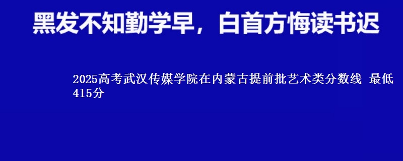 2025年武汉传媒学院在内蒙古提前批艺术类分数线 最低415分