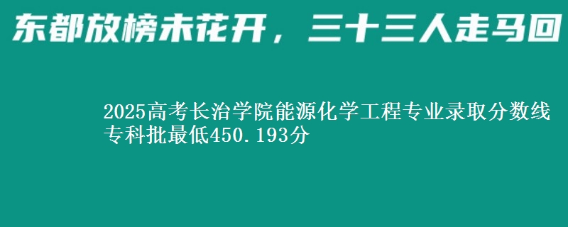 2025年长治学院能源化学工程专业录取分数线：最低450.193分