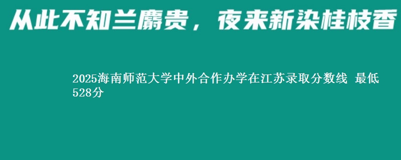 2025海南师范大学中外合作办学在江苏分数线：最低528分