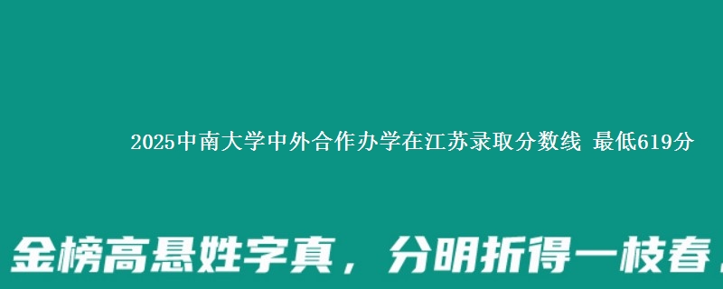2025中南大学中外合作办学在江苏分数线：最低619分