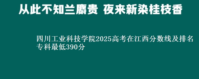 四川工业科技学院2025年在江西分数线及排名 专科最低390分