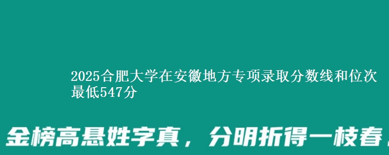 2025合肥大学在安徽地方专项录取分数线和位次 最低547分