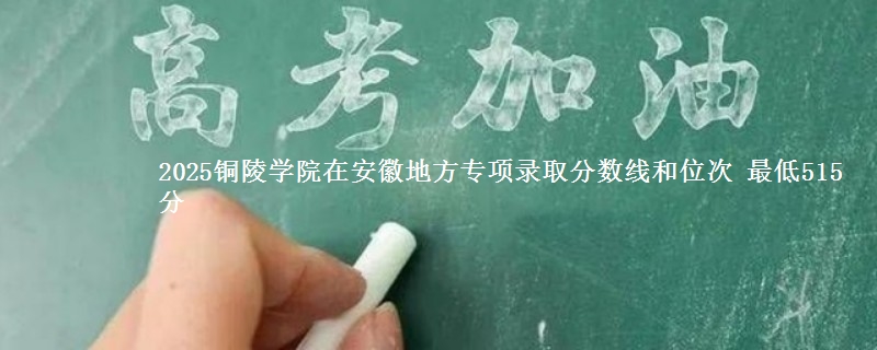 2025铜陵学院在安徽地方专项录取分数线和位次 最低515分