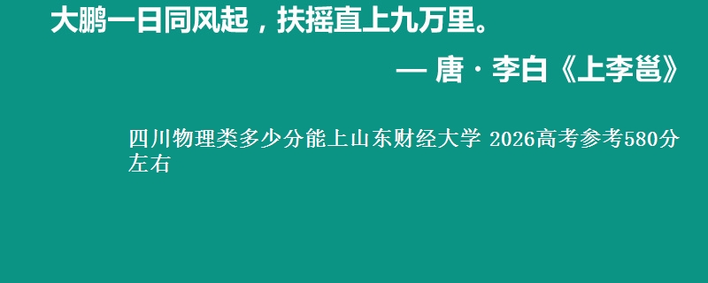 四川物理类多少分能上山东财经大学 2026参考580分左右