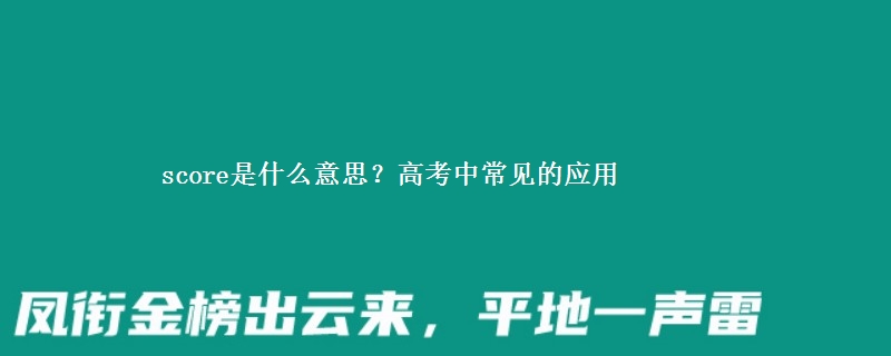 score是什么意思?高考中常见的应用