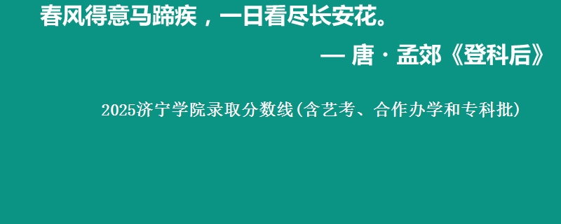 2025济宁学院录取分数线(含艺考、合作办学和专科批)