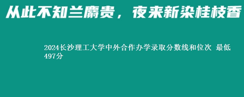 2024长沙理工大学中外合作办学录取分数线和位次 最低497分