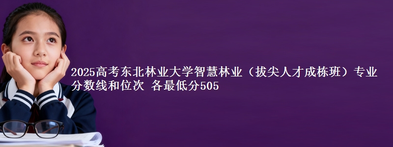 2025年东北林业大学智慧林业（拔尖人才成栋班）专业分数线和位次 最低分505