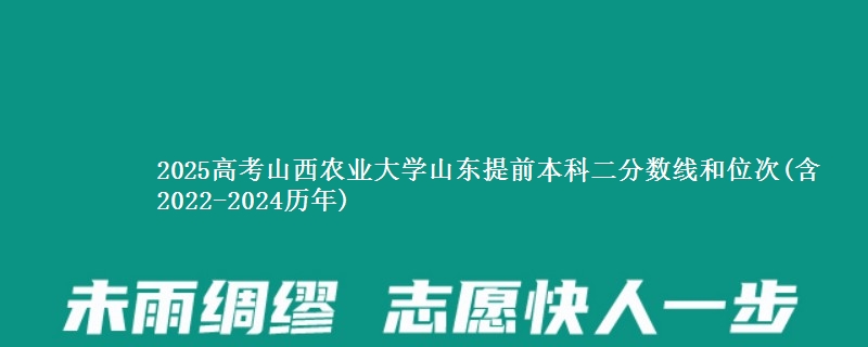 2025高考山西农业大学山东提前本科二分数线和位次(含2022-2024历年)