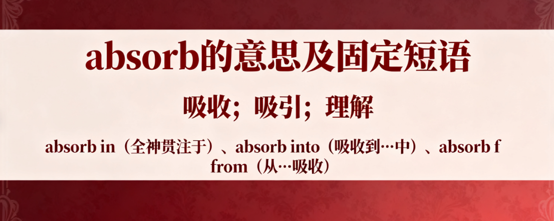 absorb的意思、短语、固定搭配及高考真题分析