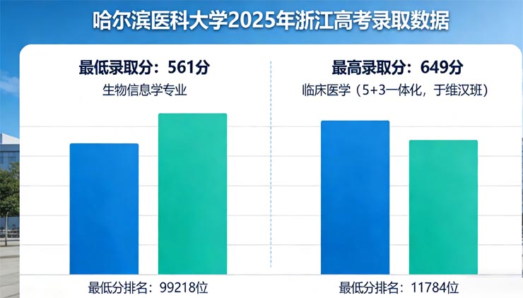 哈尔滨医科大学2025在浙江最低561分、最低位次99218