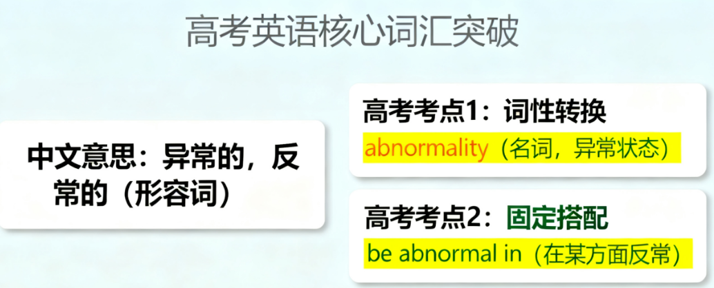 abonormal的中文意思及高考中的考点分析